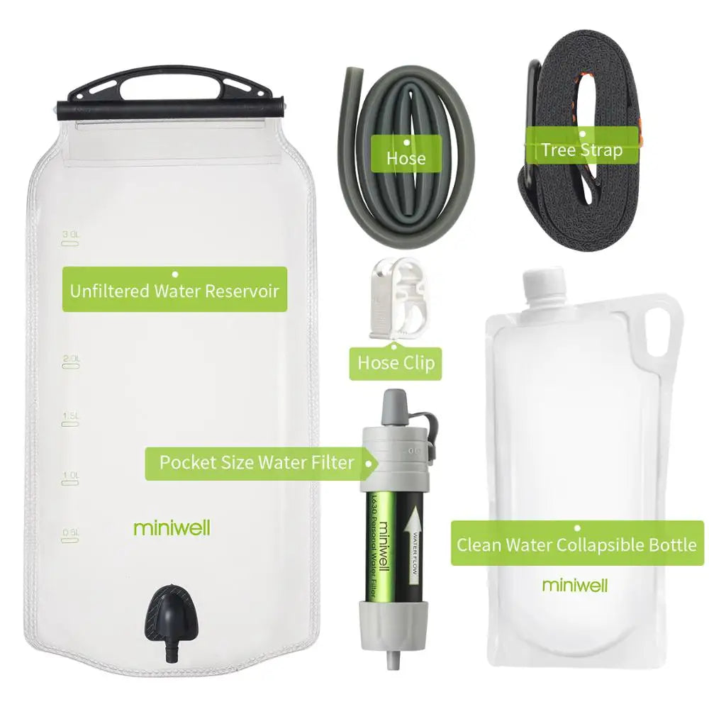 Miniwell Outdoor Gravity Water Filter System For Hiking