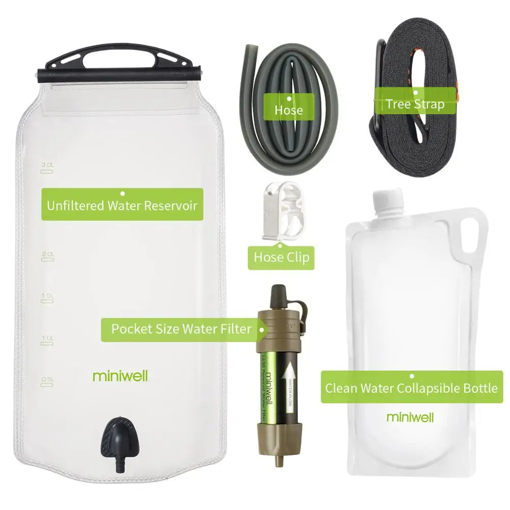 Miniwell Outdoor Gravity Water Filter System For Hiking