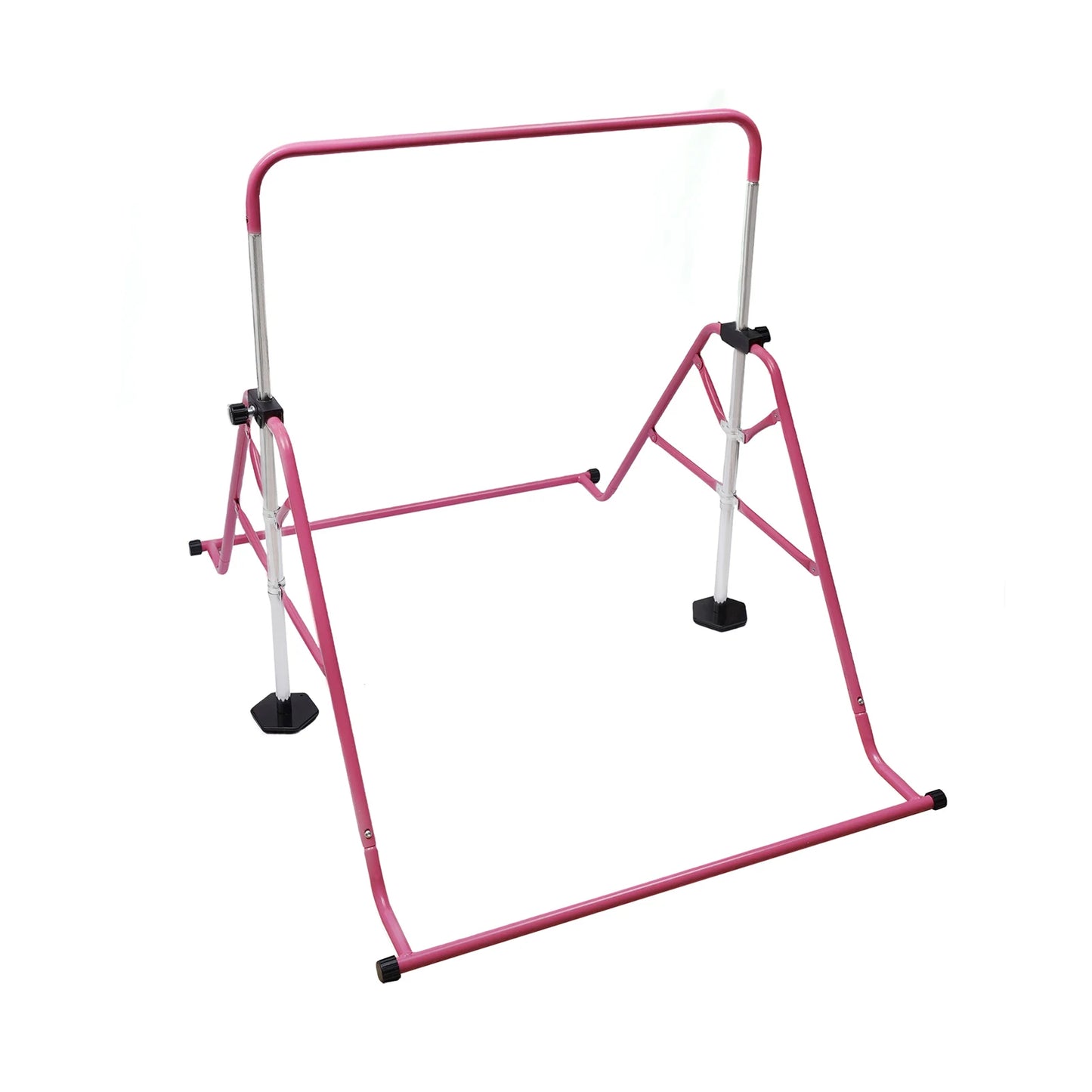 Pink Gymnastics Bars Foldable Children's Monkey Bars Adjustable Height Kids' Toy Indoors Outdoors Suitable 3-8 Years Old