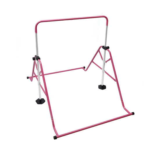 Pink Gymnastics Bars Foldable Children's Monkey Bars Adjustable Height Kids' Toy Indoors Outdoors Suitable 3-8 Years Old