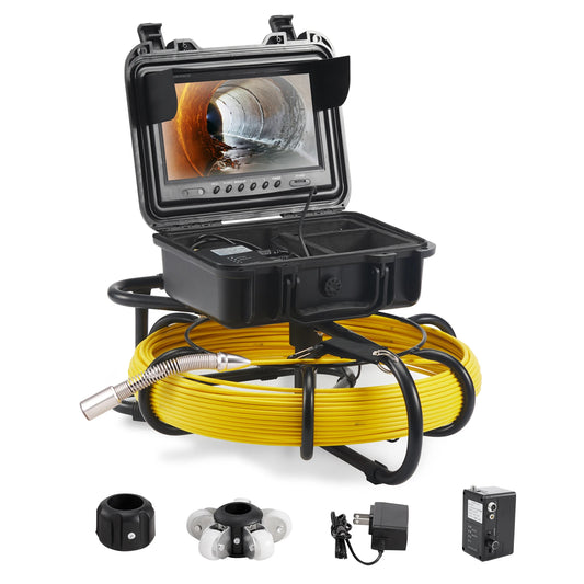 SucceBuy Sewer Camera 9" Screen Pipeline Inspection Camera w/ DVR Function Waterproof Camera 12 Adjustable LED and 16 GB SD Card