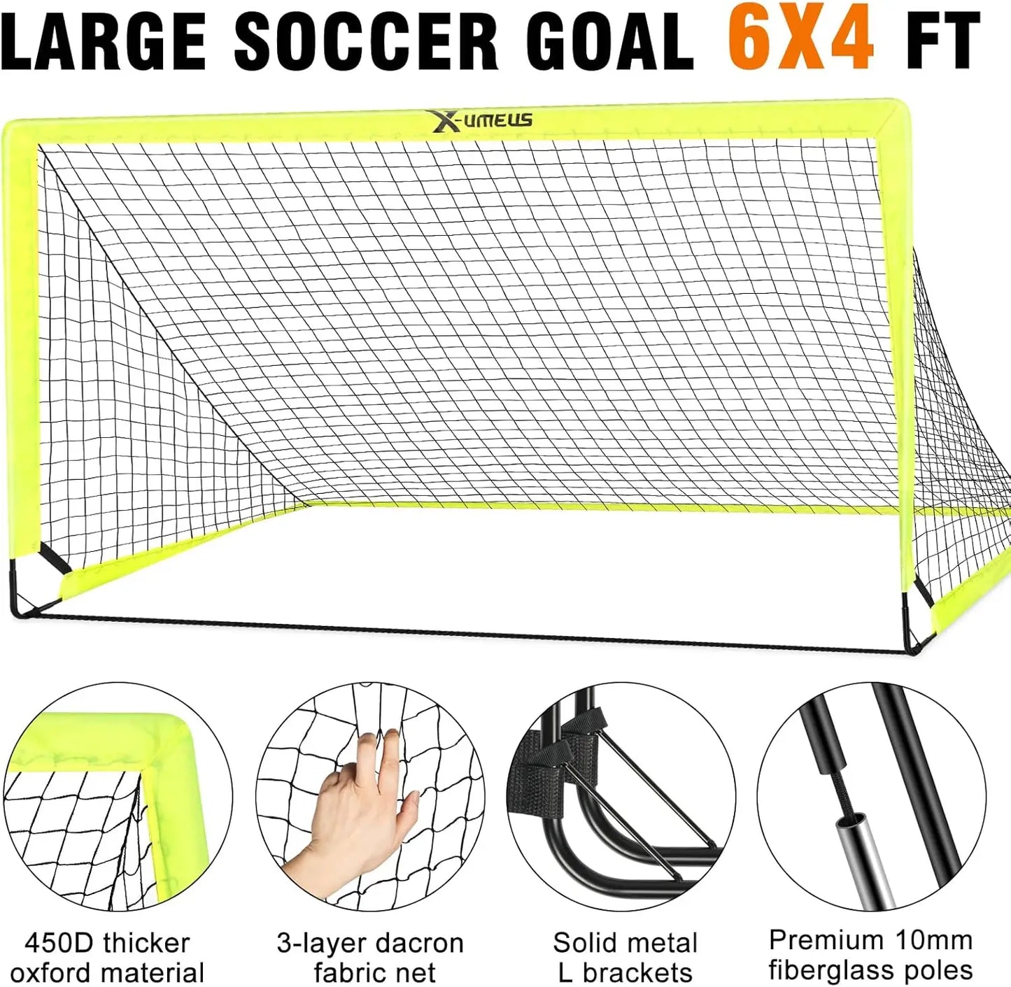 XMSJ Kids Soccer Goal Set Portable Backyard Pop Up Training