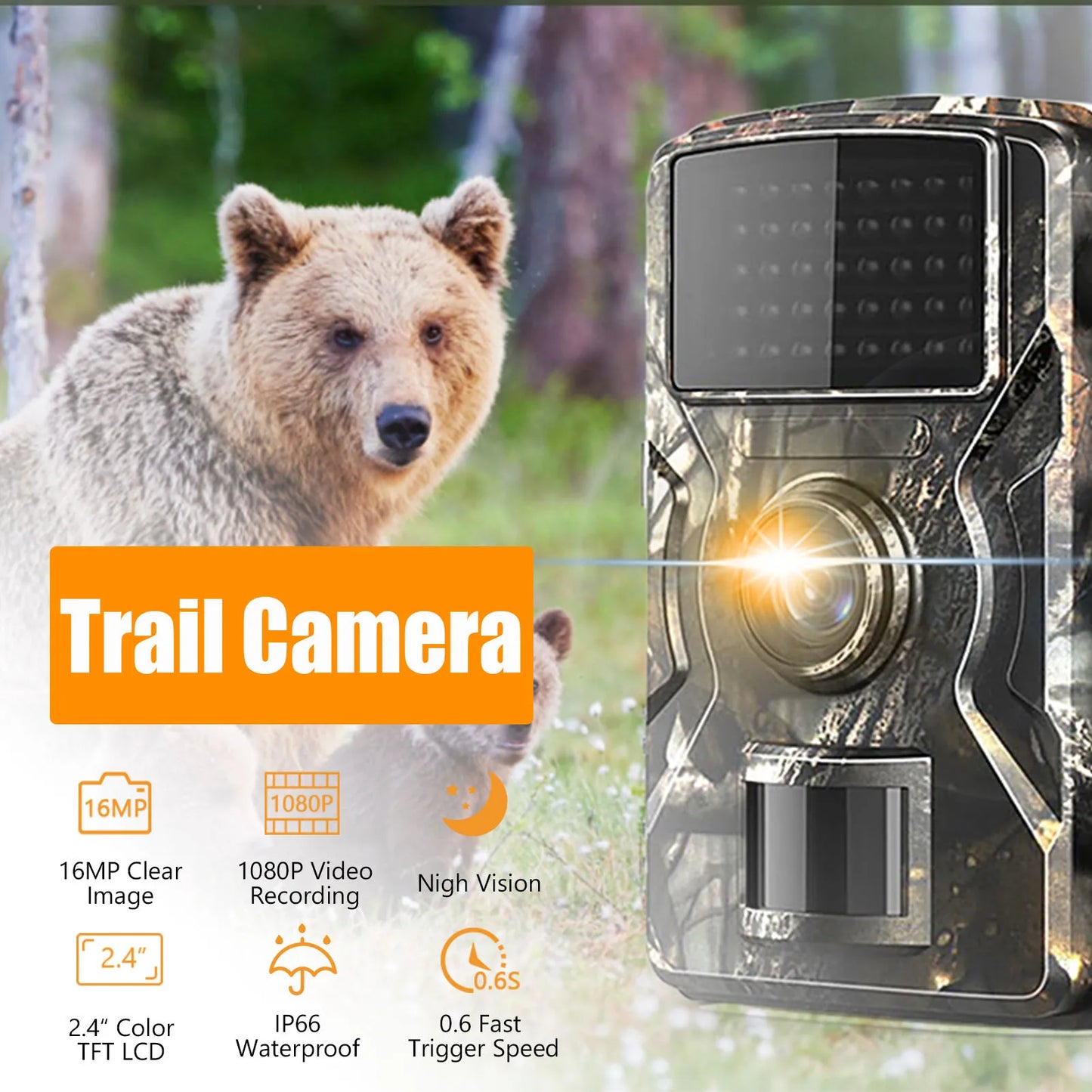 Hilitand 1080P Hunting Camera With 16MP Night Vision