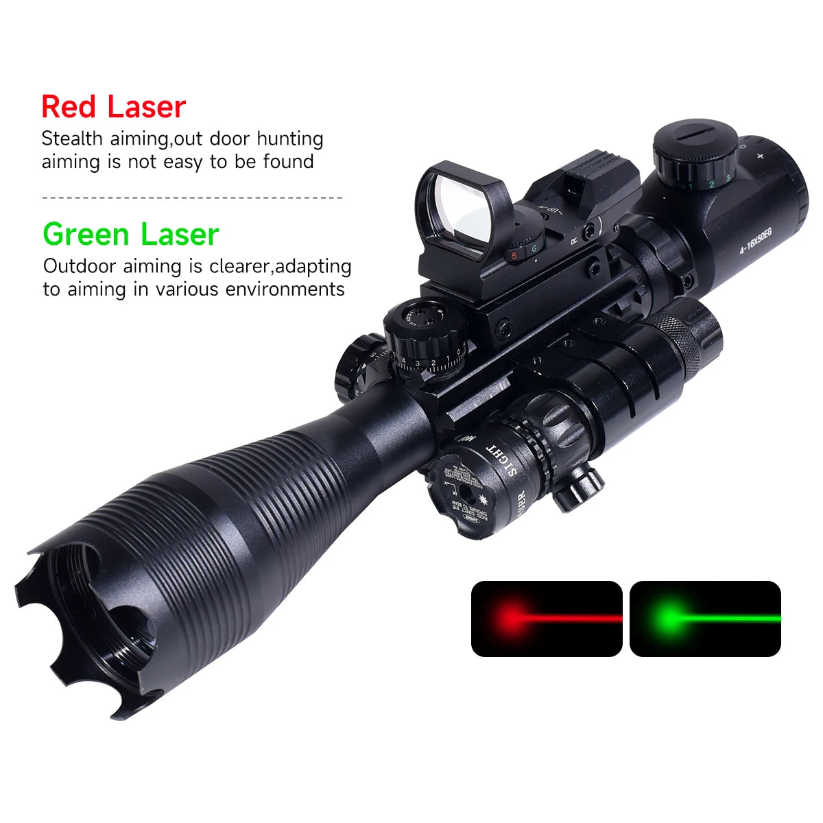 Exit 4-16X50EG Rifle Scope With Red Dot Sight Laser Pointer
