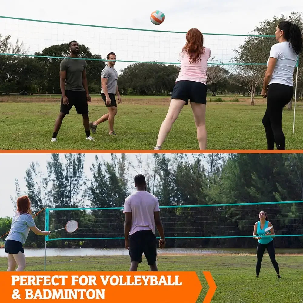 Complete Outdoor Sports Set 20ft Net, Adjustable for Backyard Volleyball Badminton, Includes All Accessories for Family Fun
