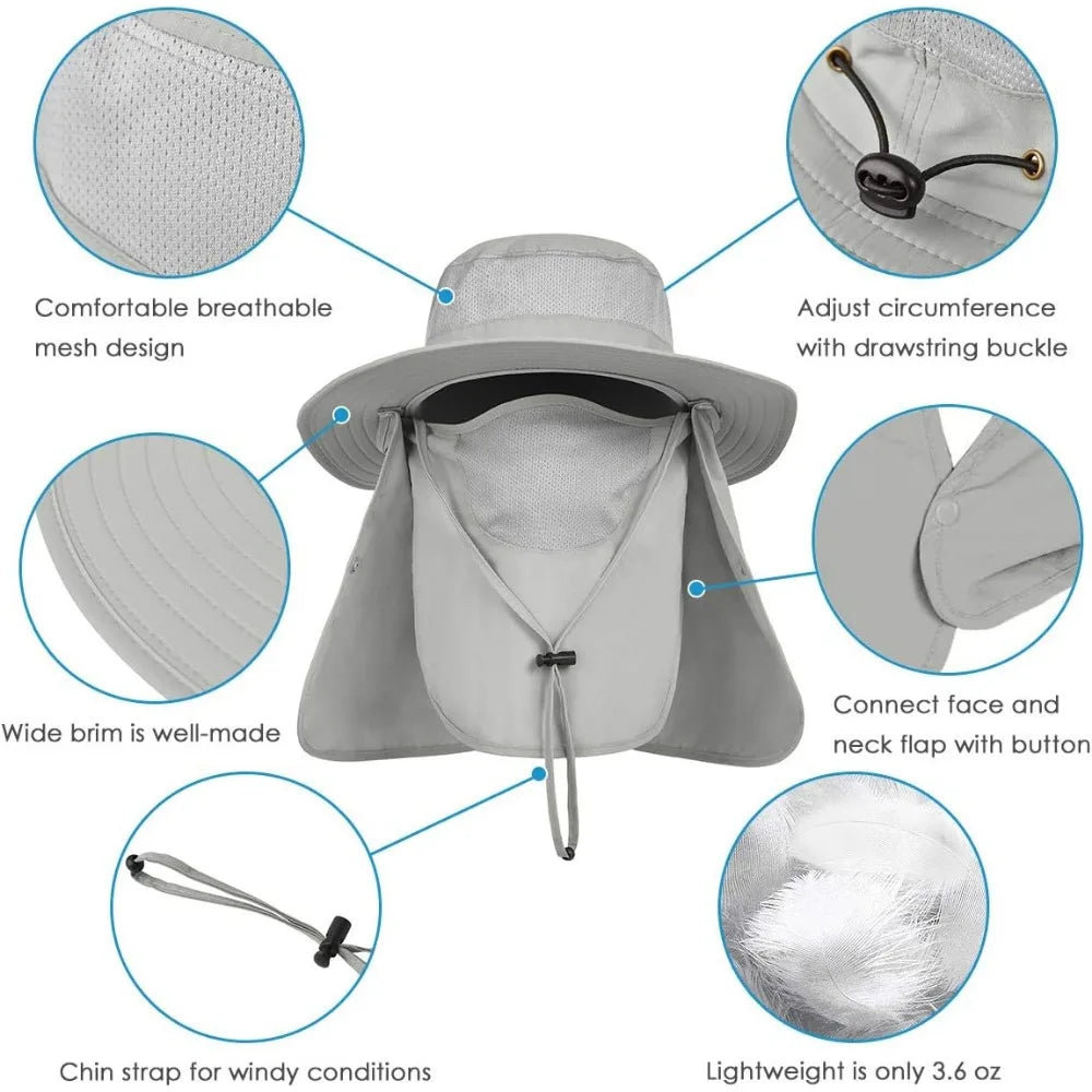 IYEBRAO Outdoor Sun Hat UV Protection Wide Brim Hiking