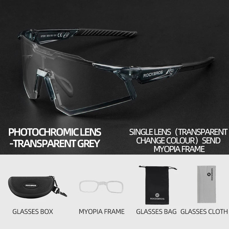 ROCKBROS Polarized Photochromic Bike Glasses Outdoor UV400 Bicycle Eyewear Sunglasses Sports MTB Road Cycling Glasses Goggles