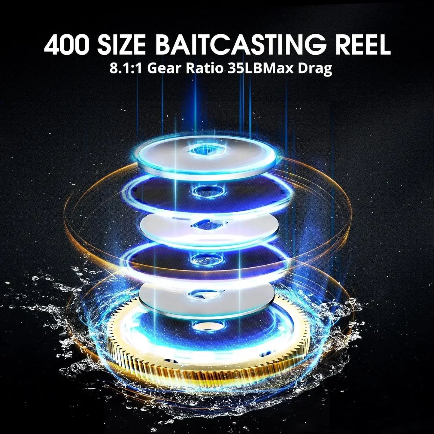 Alijoz 400 Baitcaster Fishing Reel, 38Lbs Max Drag Aluminum Alloy Frame Baitcasting Reel, Available in 6.6:1/8.1:1 Gear Ratio