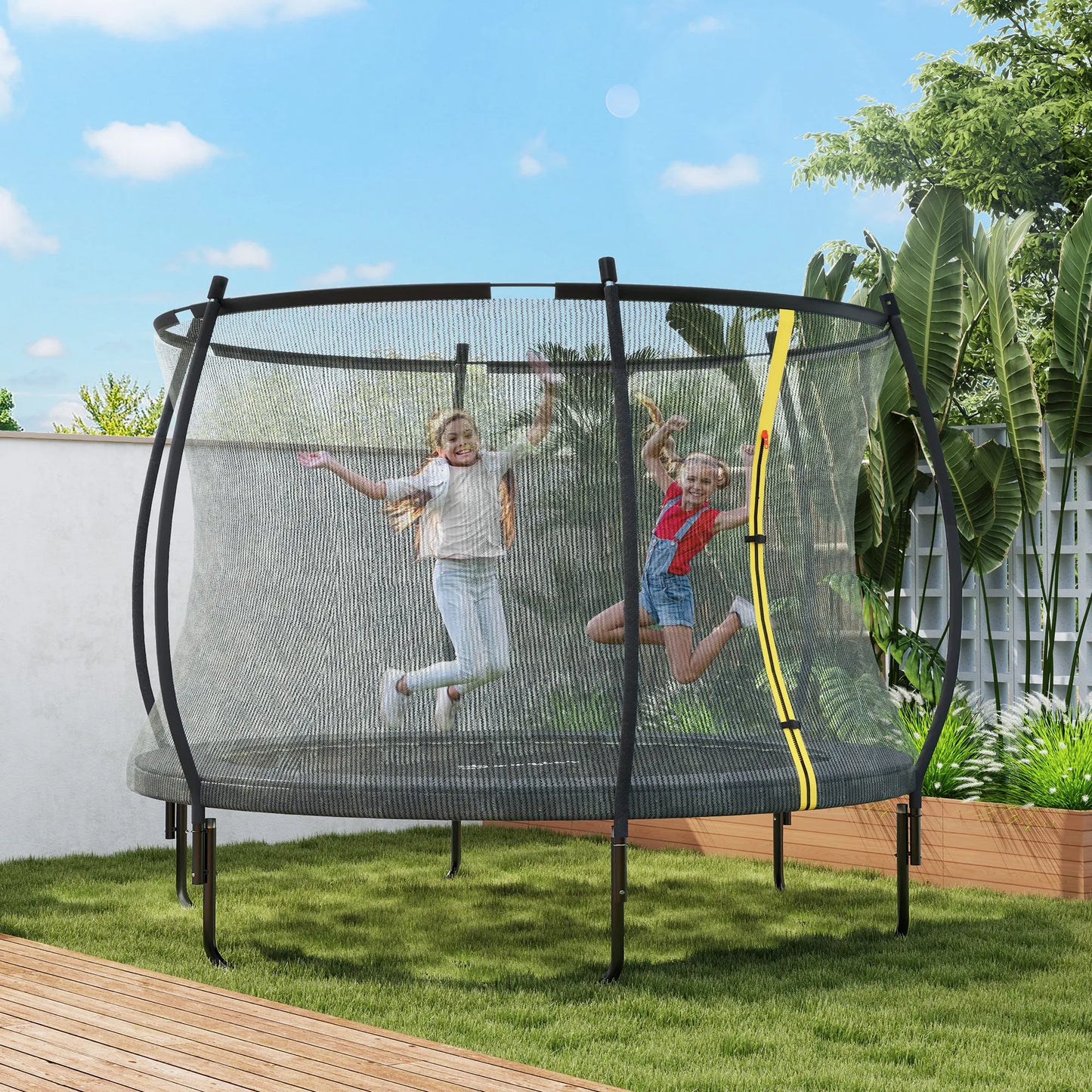 Soozier Trampoline With Net Enclosure And Curved Poles