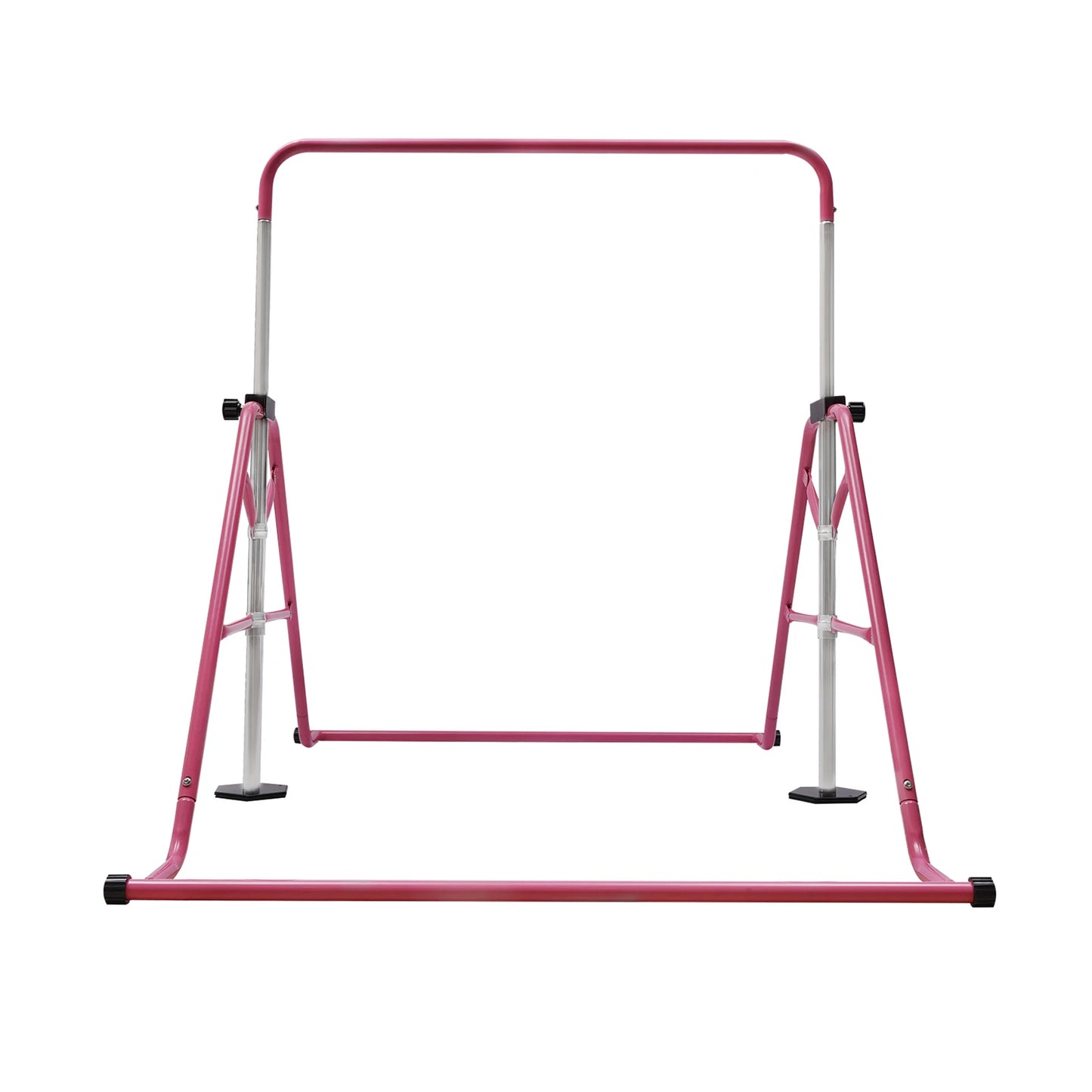 Pink Gymnastics Bars Foldable Children's Monkey Bars Adjustable Height Kids' Toy Indoors Outdoors Suitable 3-8 Years Old