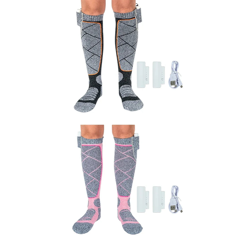 Electric Foot Warm Socks 3.7v Battery Heating Socks Elastic Comfortable 3 Modes Adjustable for Fishing Camping for Hiking Skiing