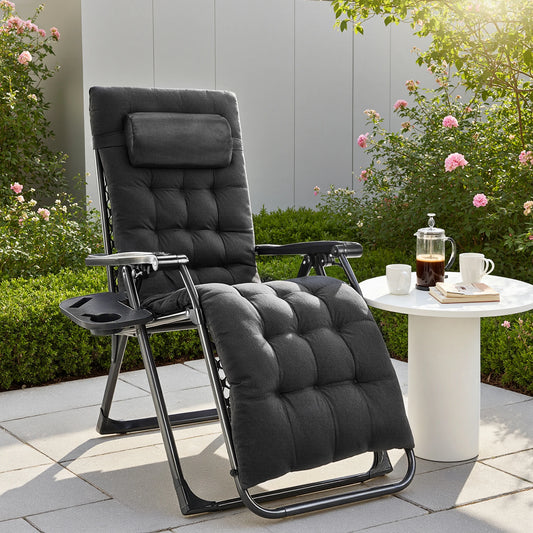JHK Zero Gravity Recliner Outdoor Lounge Chair Cup Holder