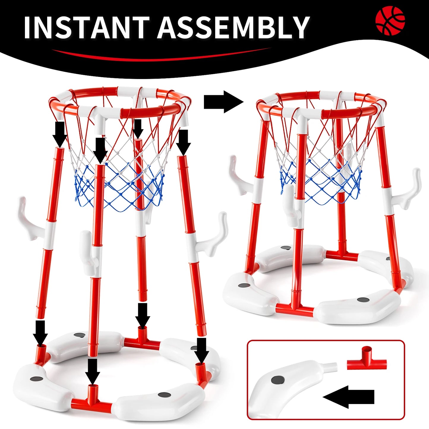 Floating Pool Basketball Hoop Game With 4 Balls Outdoor Toys