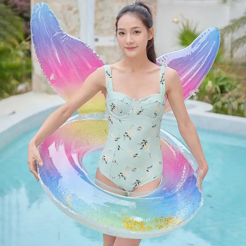 Inflatable Swimming Ring Mermaid Tail Sequin Pool Ring Floating Beach Party Toys For Adult Kids Water Play Tube Swimming Toys