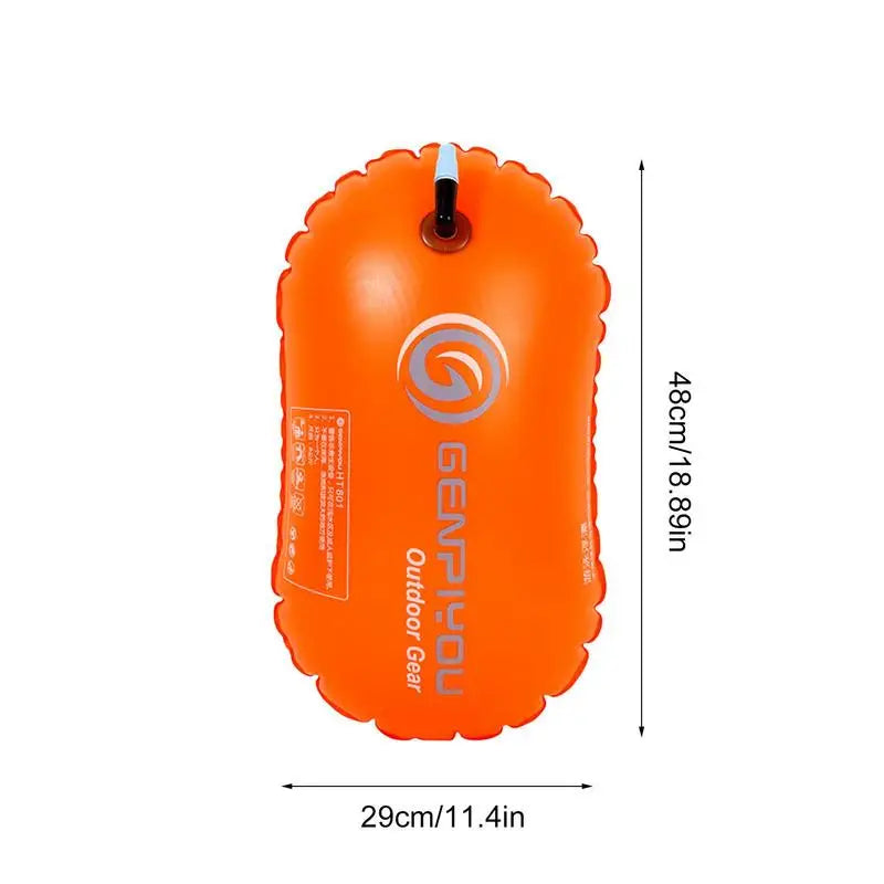 Inflatable Open Swimming Buoy Tow Float Dry Bag Double Air Bag with Waist Belt for Water Sport Swimming Storage Float Tools