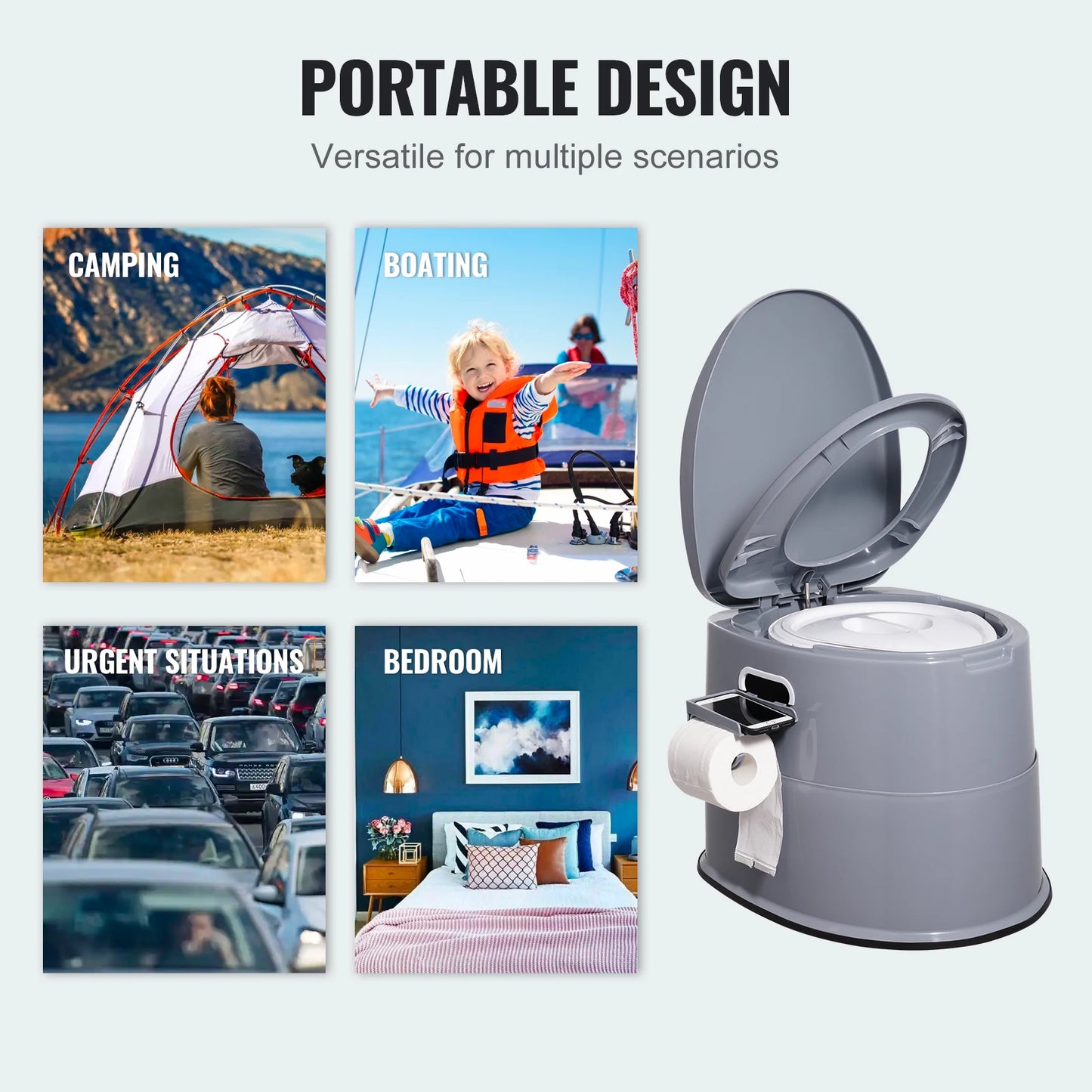SucceBuy Portable Camping Toilet With Detachable Bucket