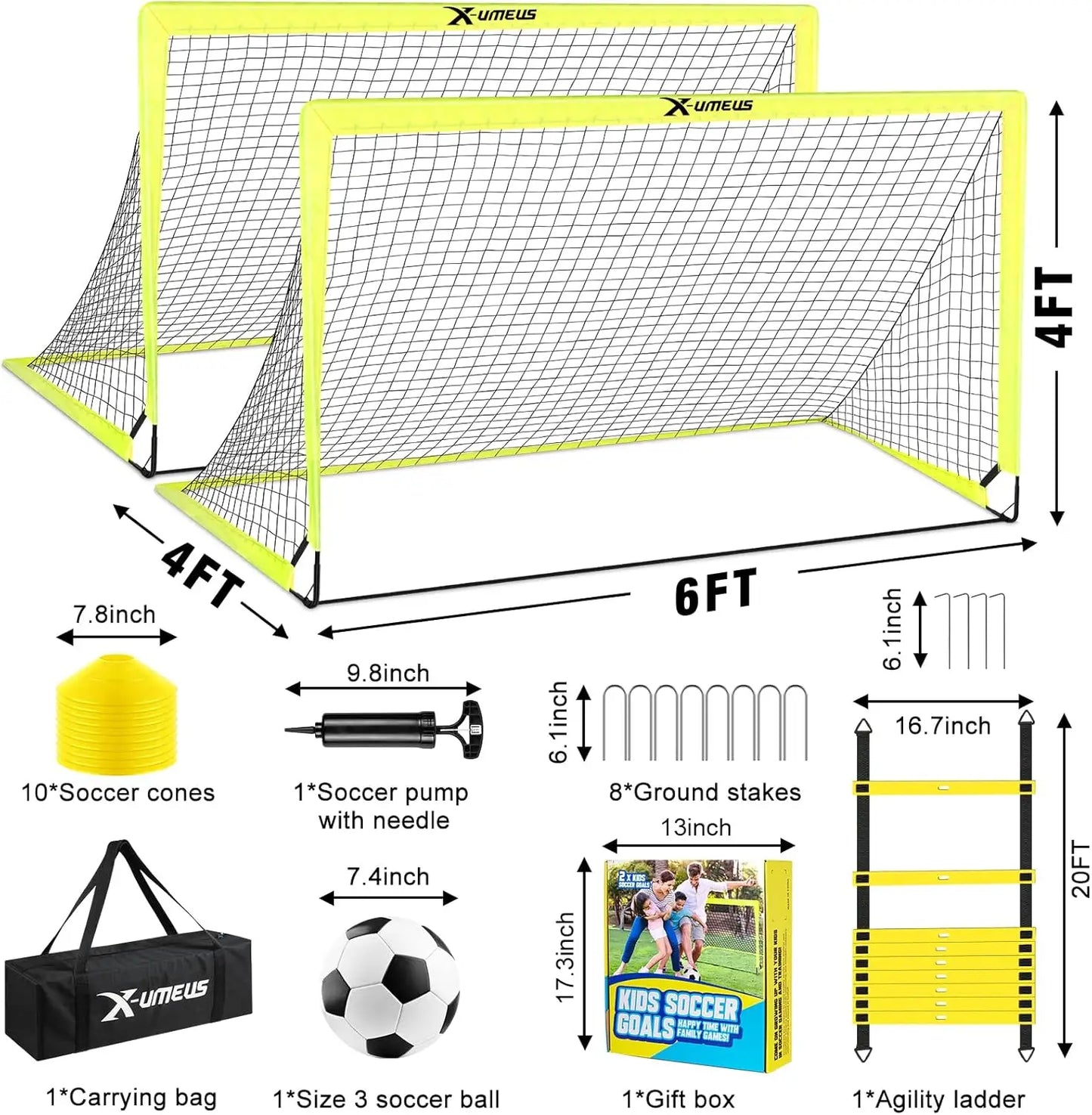 XMSJ Kids Soccer Goal Set Portable Backyard Pop Up Training