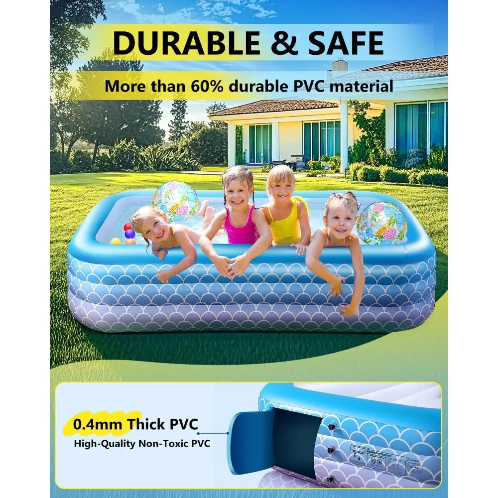 Inflatable Pool for Kids and Adults Leakproof Above Ground