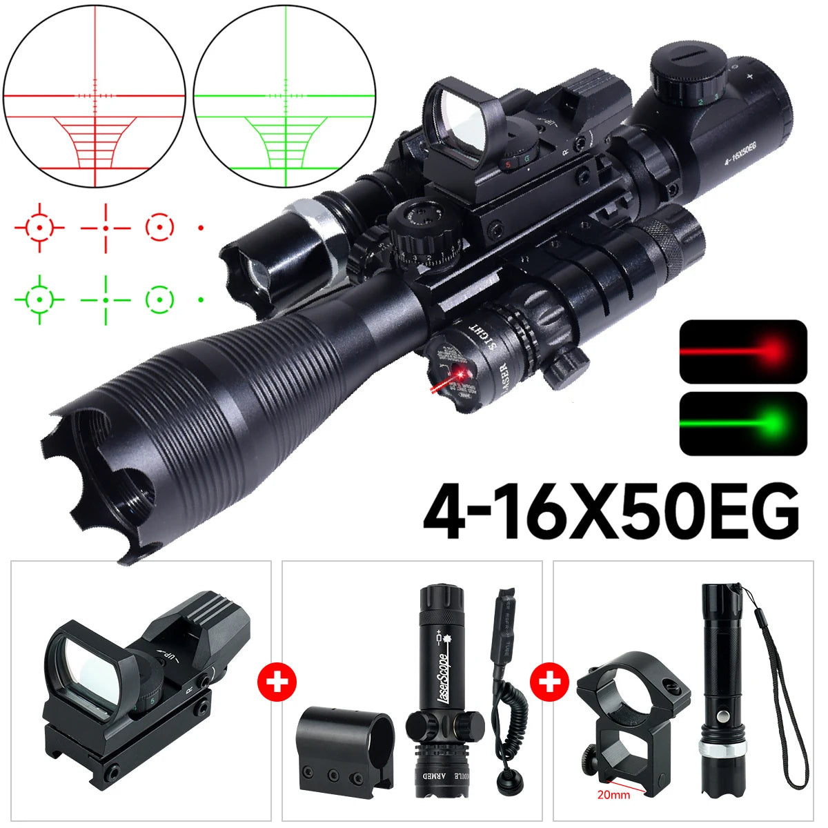 Exit 4-16X50EG Rifle Scope With Red Dot Sight Laser Pointer