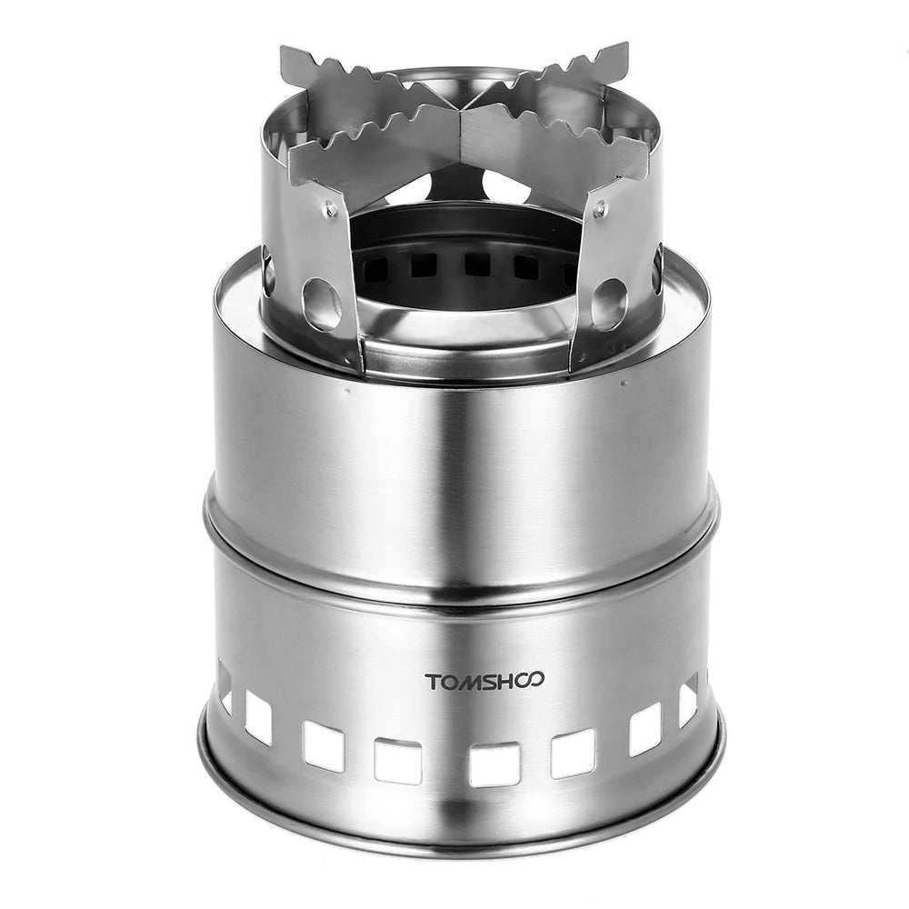 LIXADA Camping Stove With Wood Plate And Foldable Handle