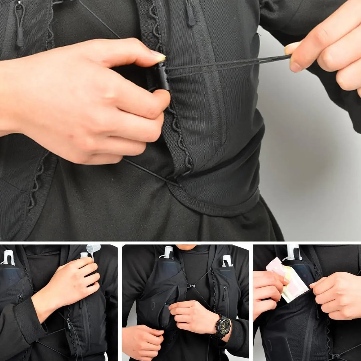 Hydration Vest Pack with 12 Pockets with Internal for Small Items Phones Wallets Keys and Towel for Jogging Biking Hiking