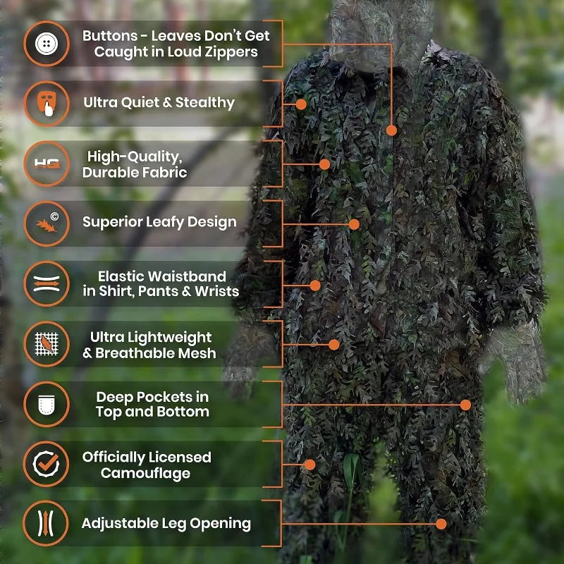 YTYINCN QuikCamo 3D Leafy Camo Suit For Turkey Hunting