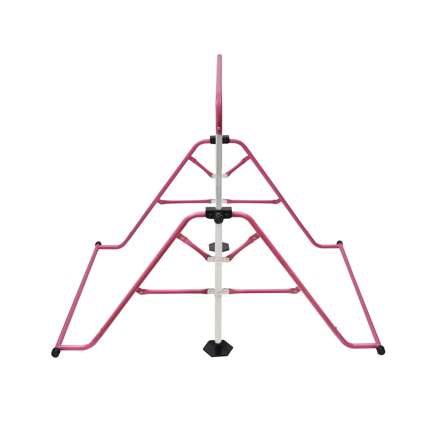 Pink Gymnastics Bars Foldable Children's Monkey Bars Adjustable Height Kids' Toy Indoors Outdoors Suitable 3-8 Years Old