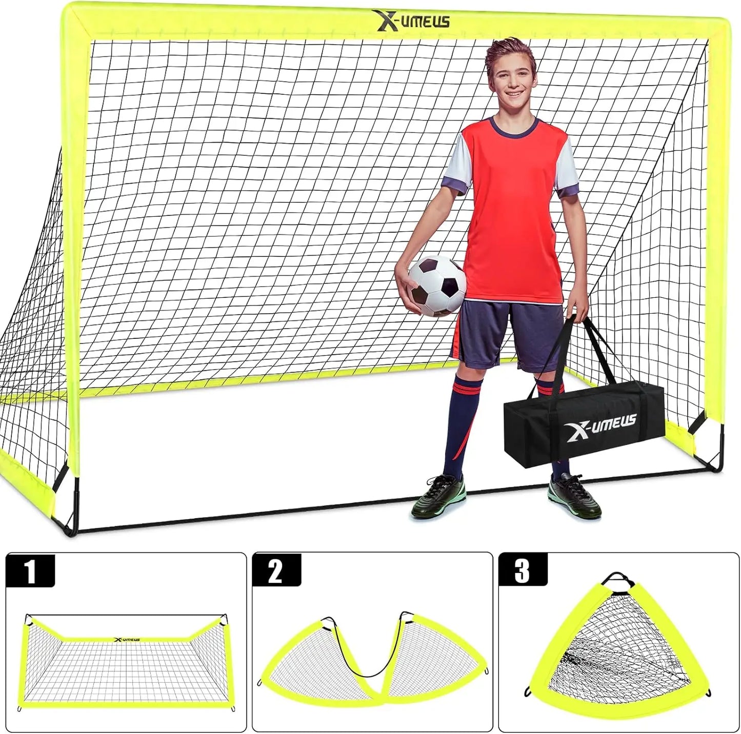 XMSJ Kids Soccer Goal Set Portable Backyard Pop Up Training