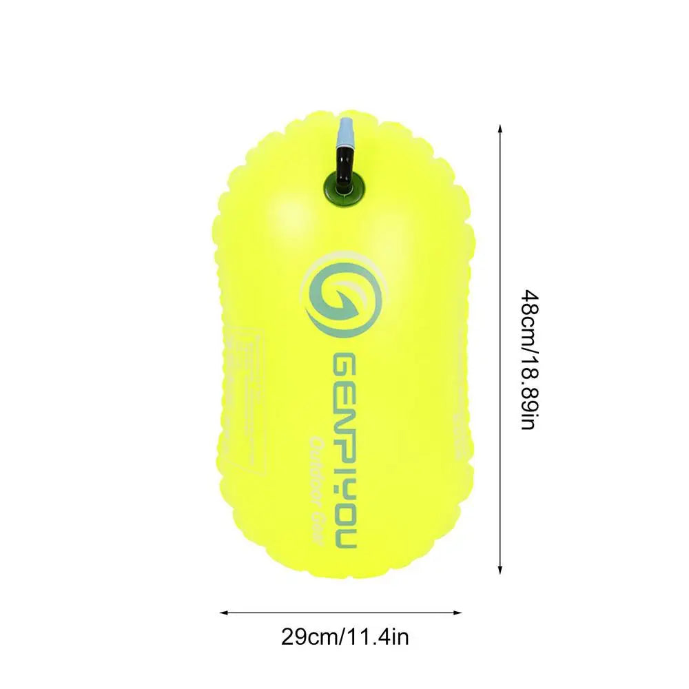 Inflatable Open Swimming Buoy Tow Float Dry Bag Double Air Bag with Waist Belt for Water Sport Swimming Storage Float Tools