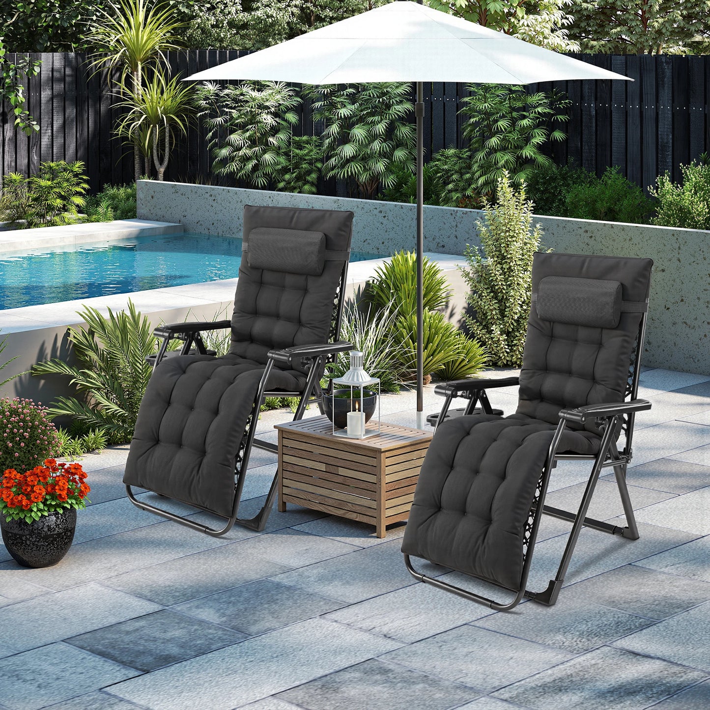 JHK Zero Gravity Recliner Outdoor Lounge Chair Cup Holder