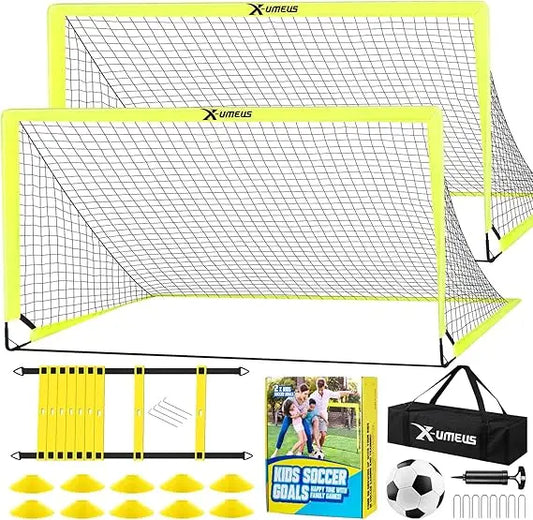 XMSJ Kids Soccer Goal Set Portable Backyard Pop Up Training