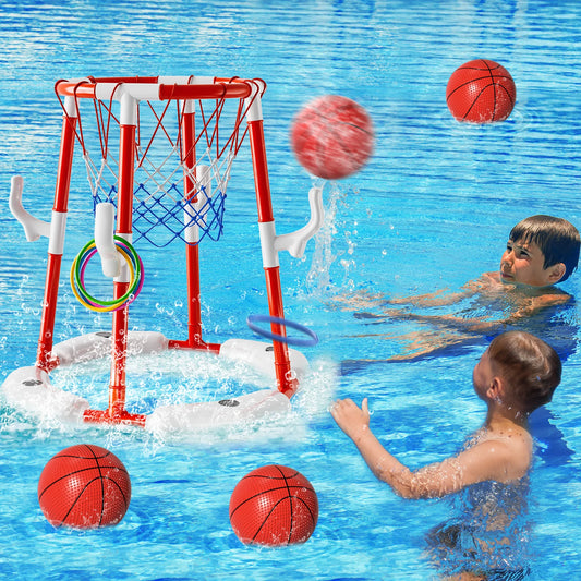 Floating Pool Basketball Hoop Game With 4 Balls Outdoor Toys