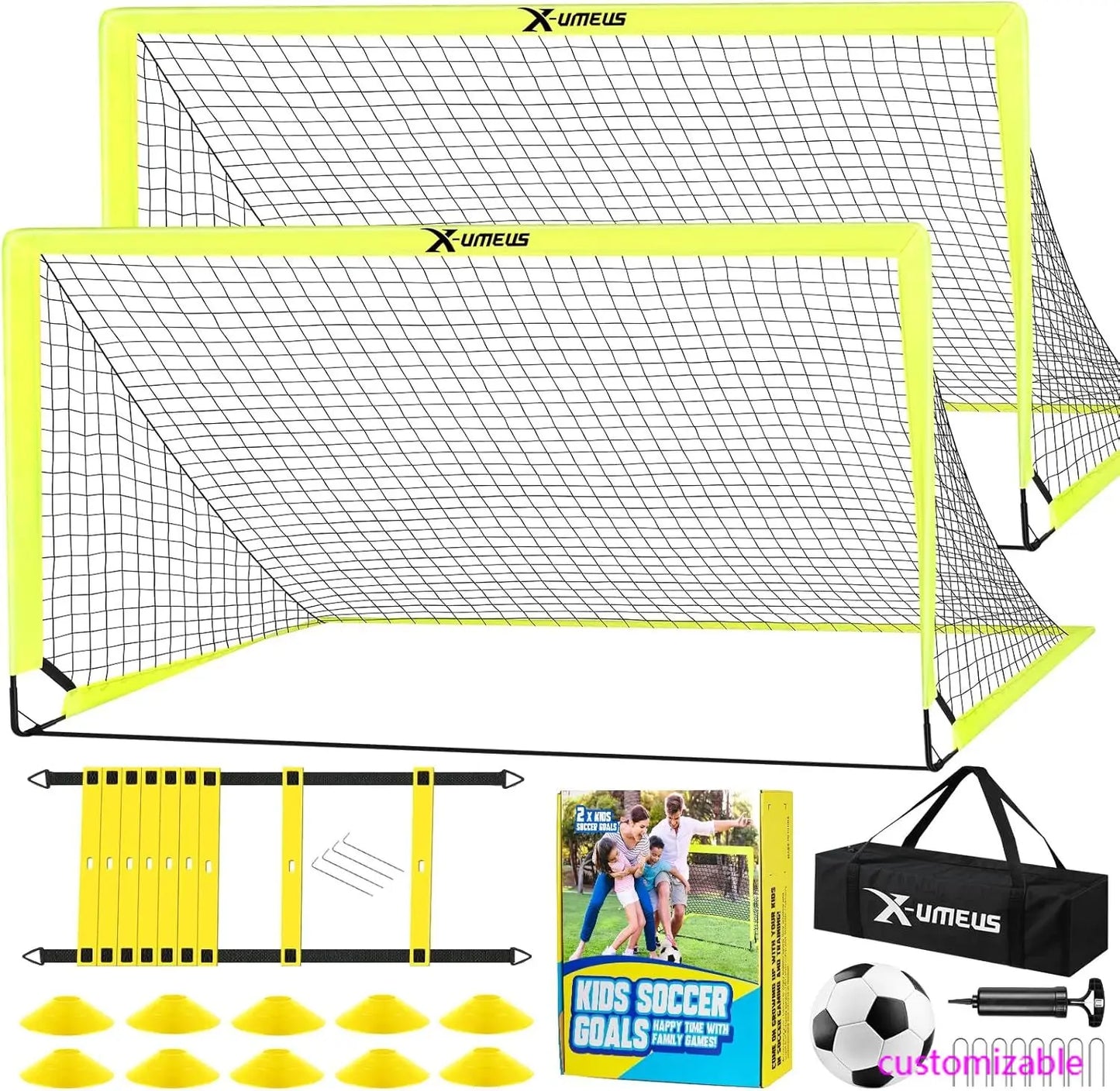 XMSJ Kids Soccer Goal Set Portable Backyard Pop Up Training