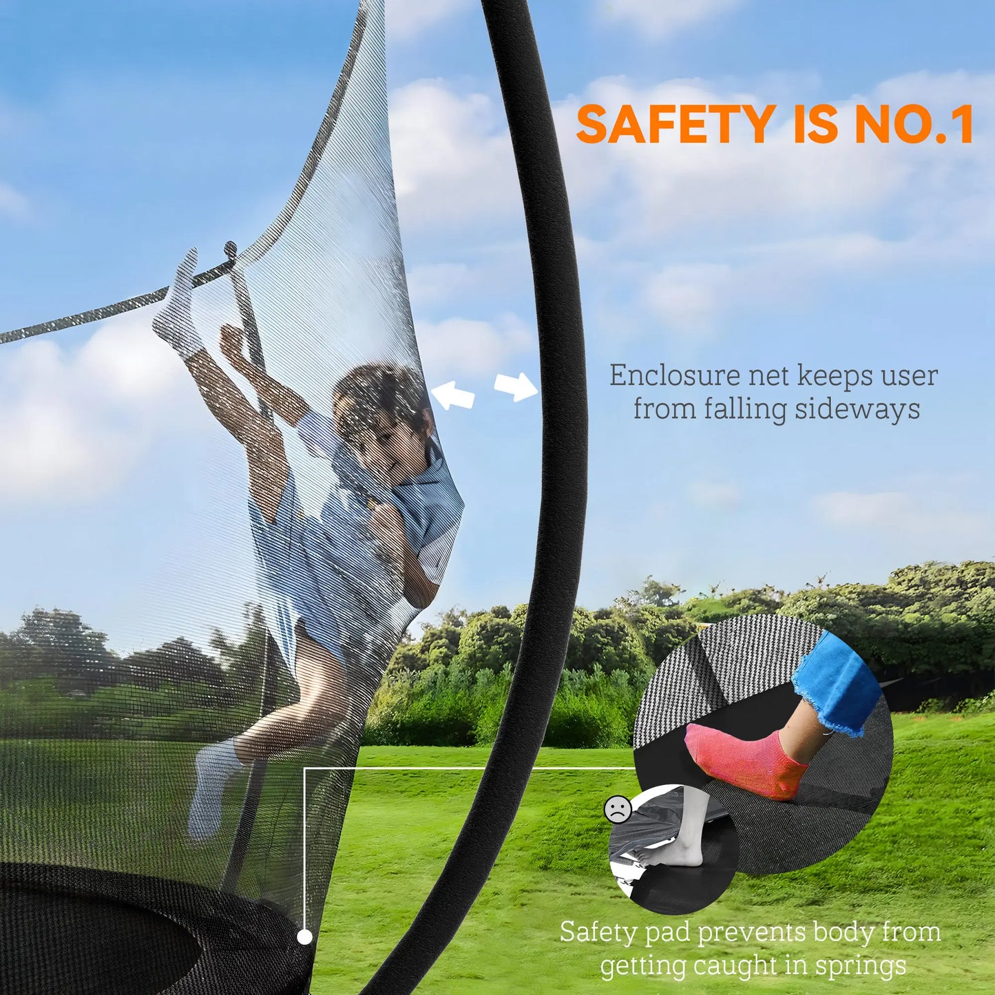 Soozier Trampoline With Net Enclosure And Curved Poles