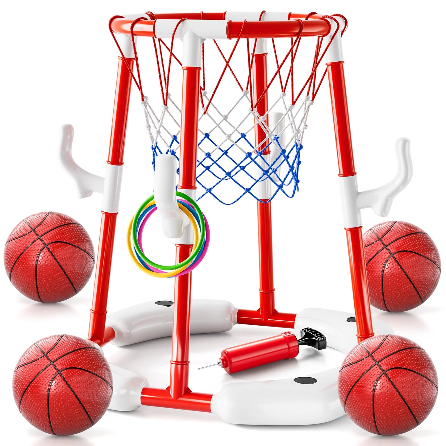 Floating Pool Basketball Hoop Game With 4 Balls Outdoor Toys