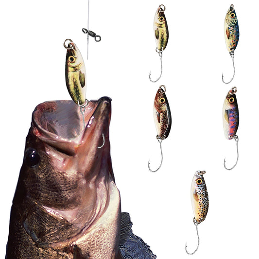 5pcs Fishing Spoon Lure 3g 5g Fishing Bait Metal Swimbait with Hook for River Stream Freshwater Bass Pike Trout