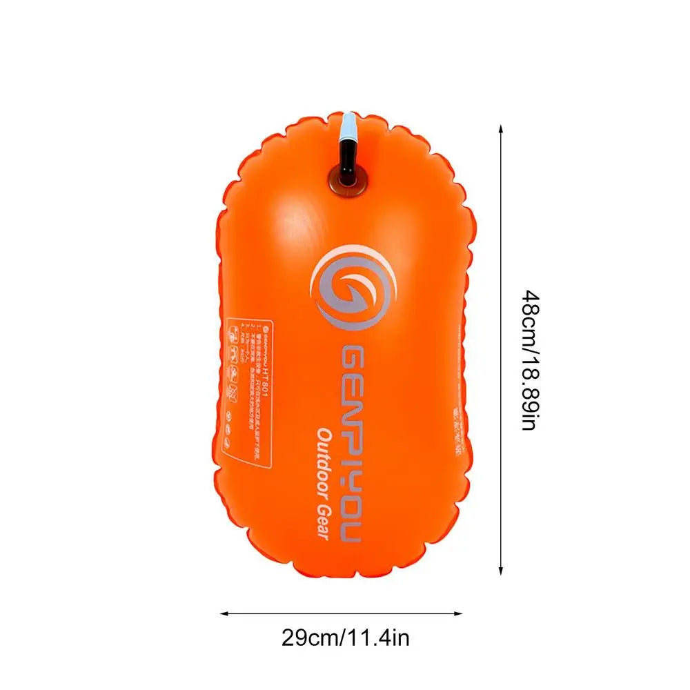 Inflatable Open Swimming Buoy Tow Float Dry Bag Double Air Bag with Waist Belt for Water Sport Swimming Storage Float Tools