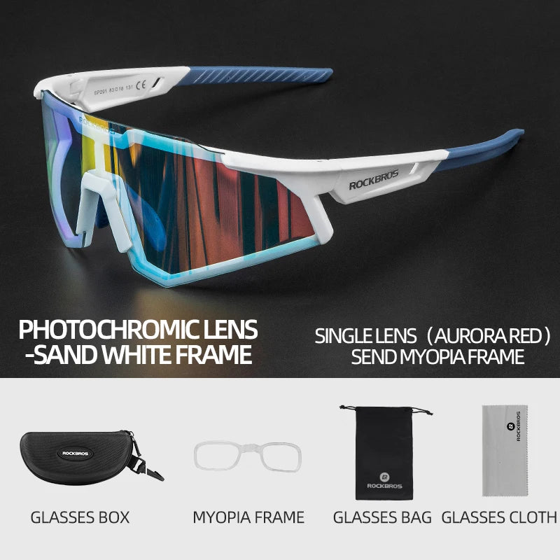 ROCKBROS Polarized Photochromic Bike Glasses Outdoor UV400 Bicycle Eyewear Sunglasses Sports MTB Road Cycling Glasses Goggles