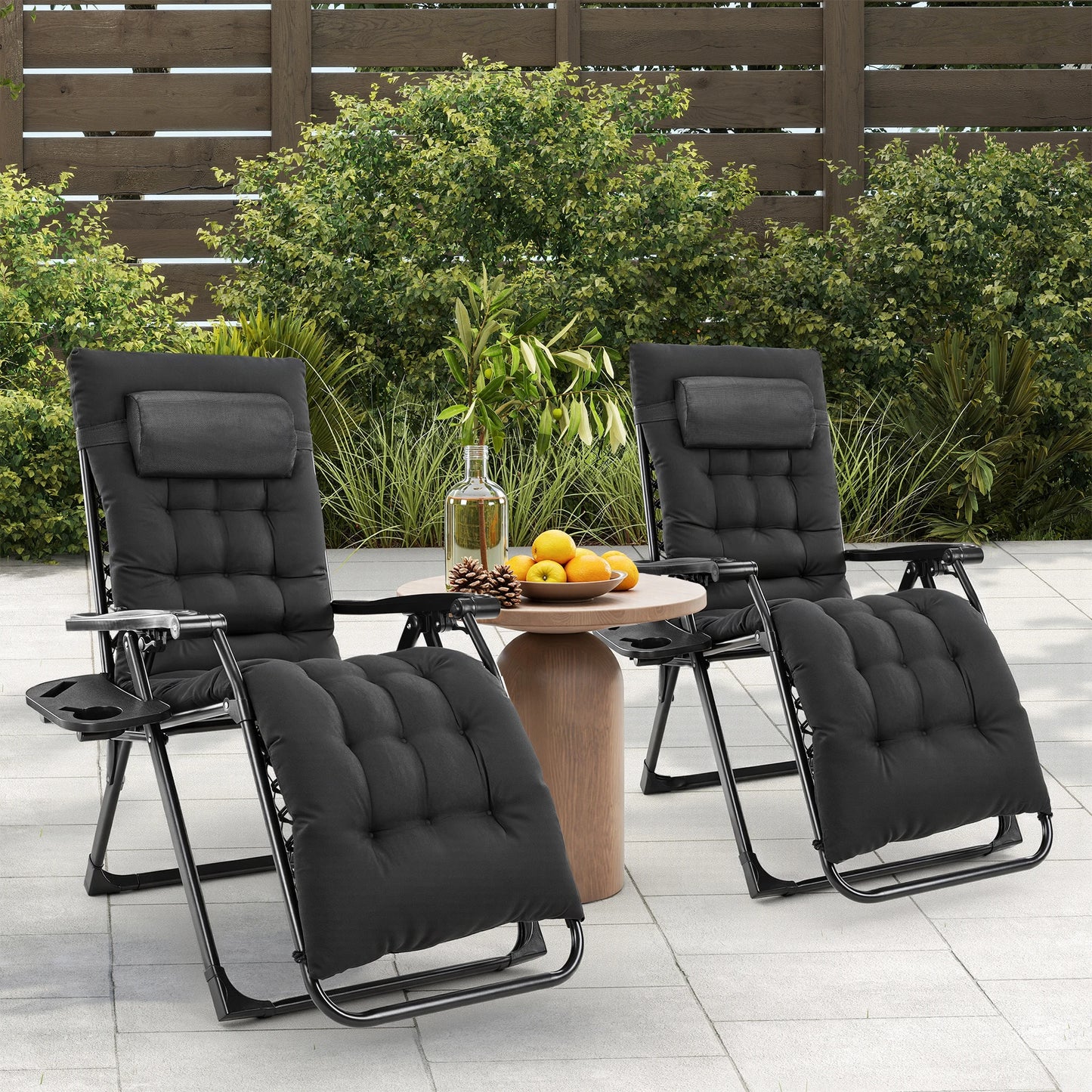 JHK Zero Gravity Recliner Outdoor Lounge Chair Cup Holder