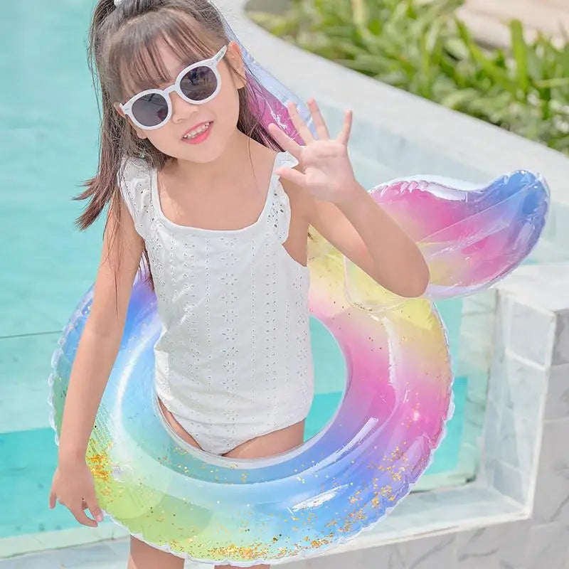 Inflatable Swimming Ring Mermaid Tail Sequin Pool Ring Floating Beach Party Toys For Adult Kids Water Play Tube Swimming Toys