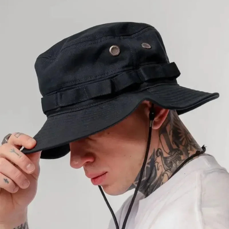 Unisex Outdoor UV Protection Wide Brim Bucket Hat Safari