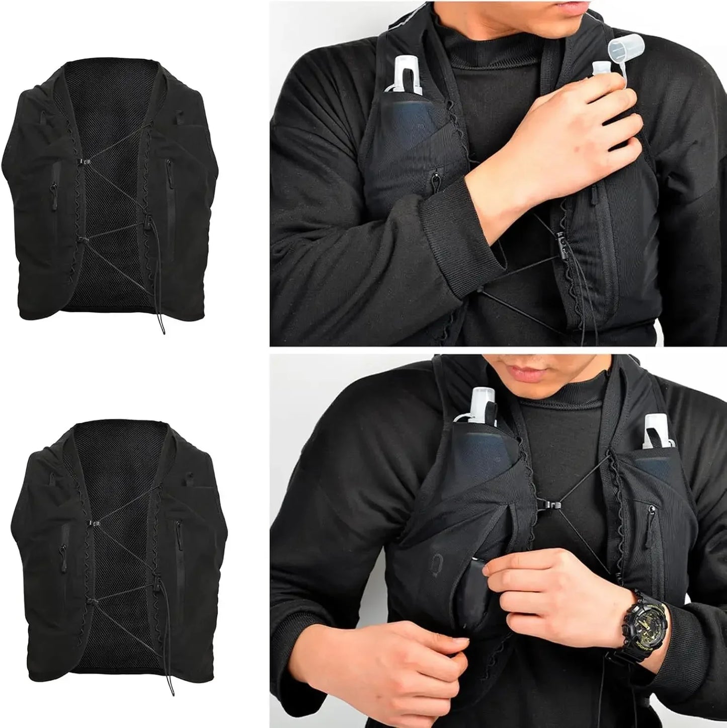 Hydration Vest Pack with 12 Pockets with Internal for Small Items Phones Wallets Keys and Towel for Jogging Biking Hiking