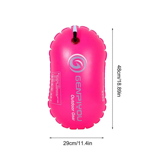 Inflatable Open Swimming Buoy Tow Float Dry Bag Double Air Bag with Waist Belt for Water Sport Swimming Storage Float Tools