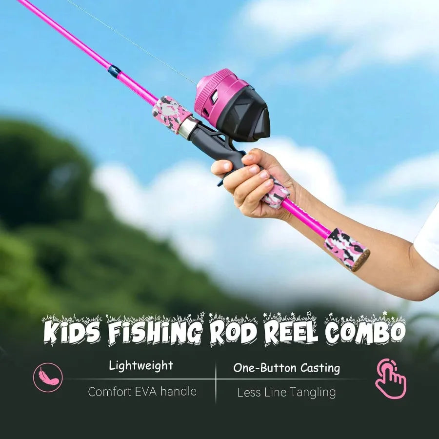Telescopic Fishing Rod and Reel Combo Set with Lures Tackle Box Foldable Stool and Portable Bag for Ideal Starter Kit for Boys