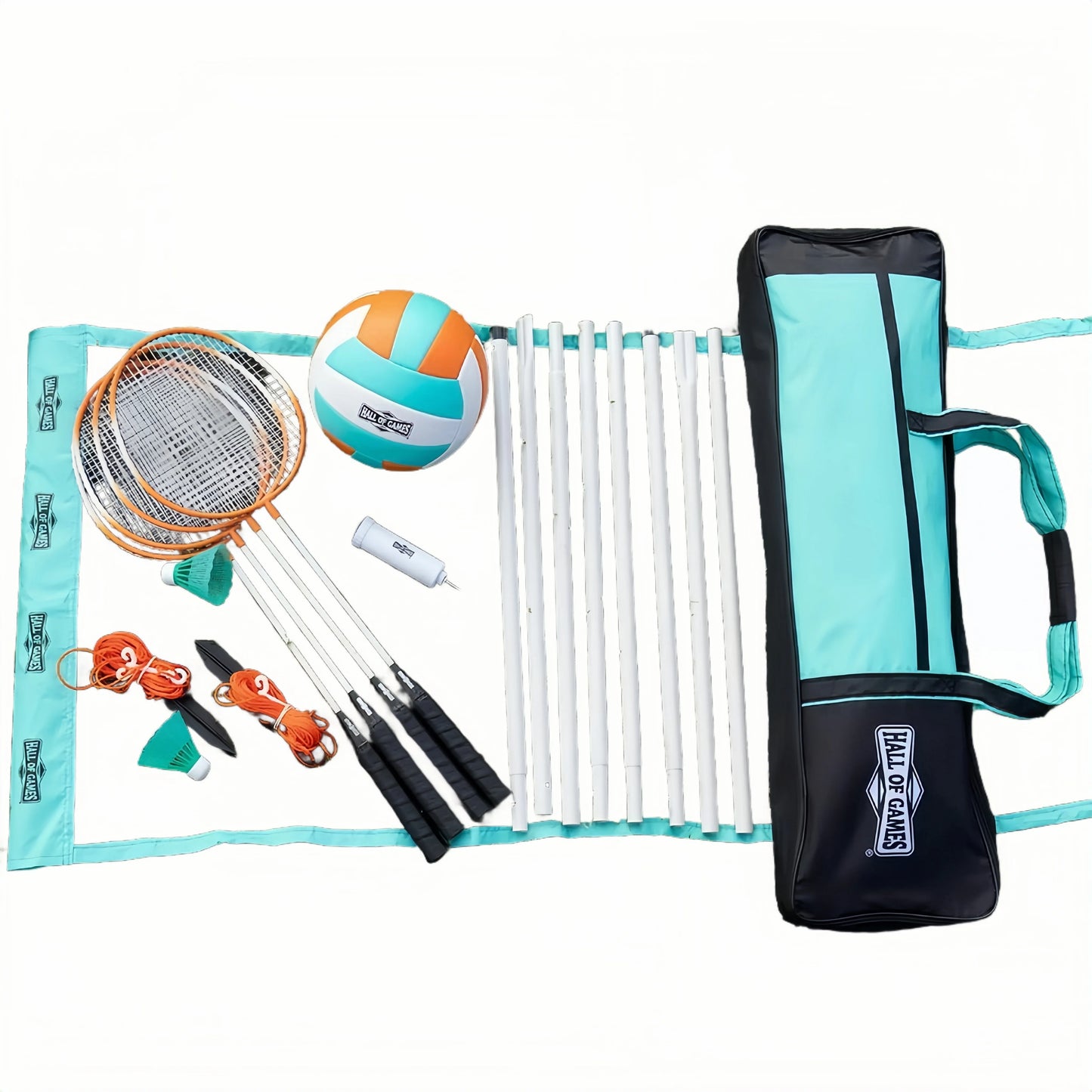 Complete Outdoor Sports Set 20ft Net, Adjustable for Backyard Volleyball Badminton, Includes All Accessories for Family Fun