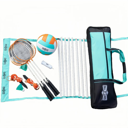 Complete Outdoor Sports Set 20ft Net, Adjustable for Backyard Volleyball Badminton, Includes All Accessories for Family Fun