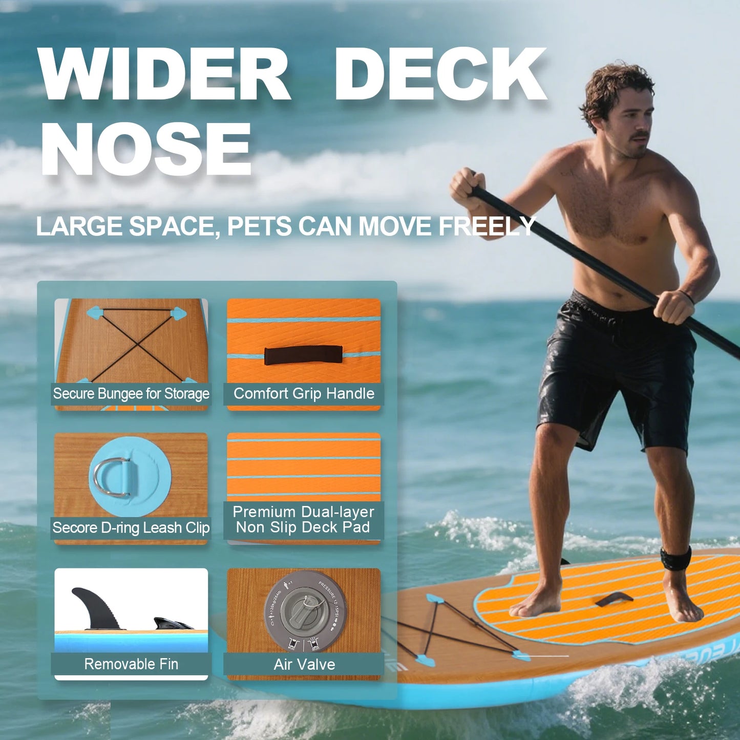CADALENE Inflatable Paddle Board With Sup Accessories
