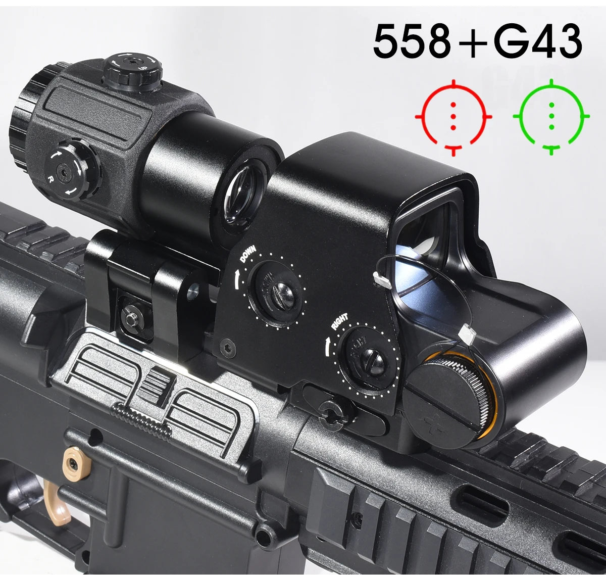 558 G33 Combo Hunting Holographic Sight Red Green Dot Reflex Tactical G43 G45 3X 5X Magnifier Sight Folding Side Flip Riflescope