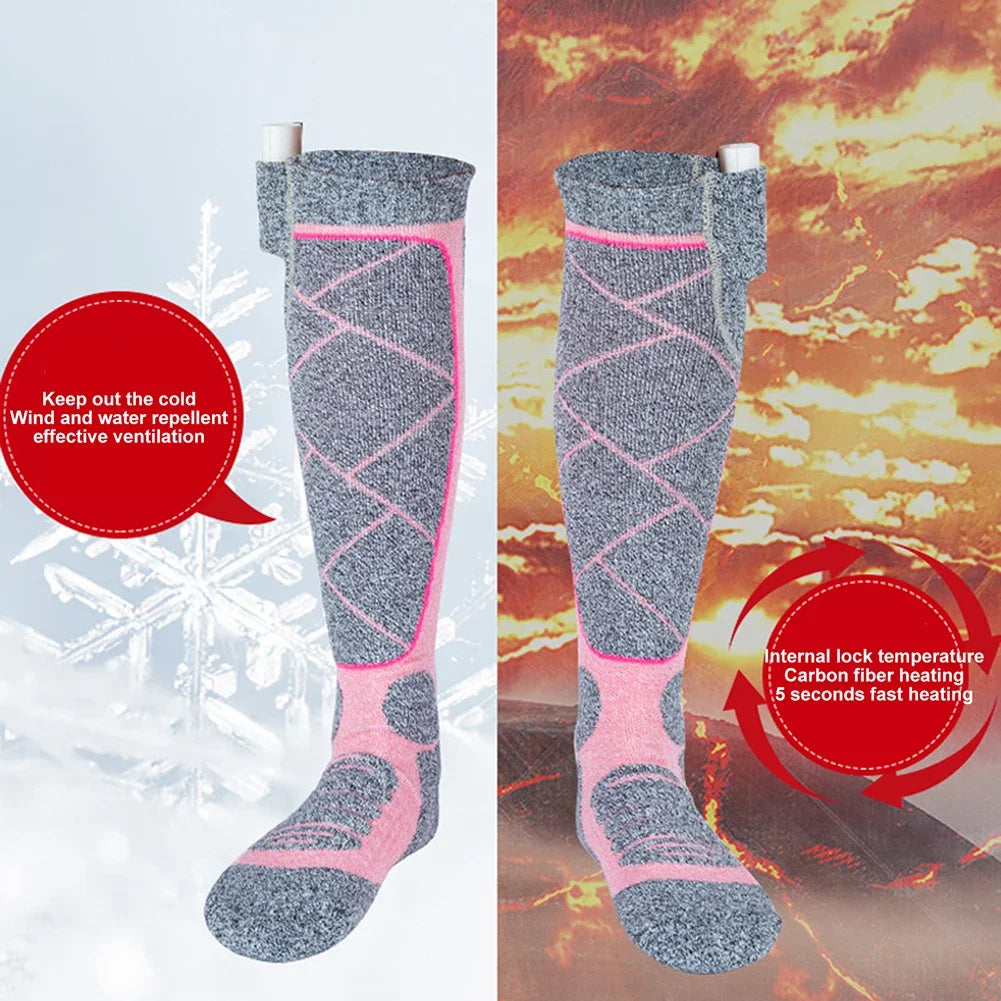 Electric Foot Warm Socks 3.7v Battery Heating Socks Elastic Comfortable 3 Modes Adjustable for Fishing Camping for Hiking Skiing