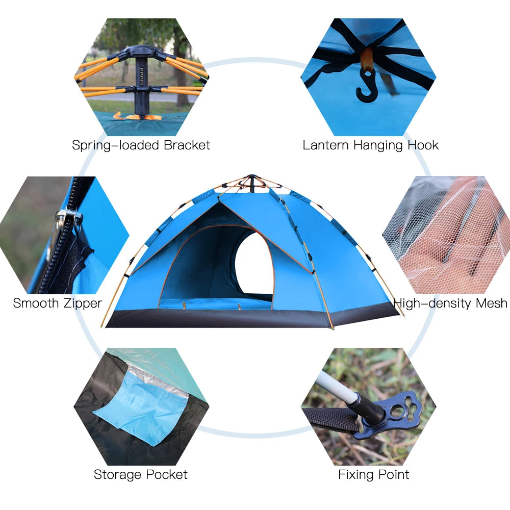 Building Instant Pop Up Tent Camping Water Resistant